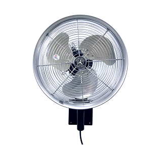 18-inch shrouded chrome oscillating mist fan with stainless nozzle ring