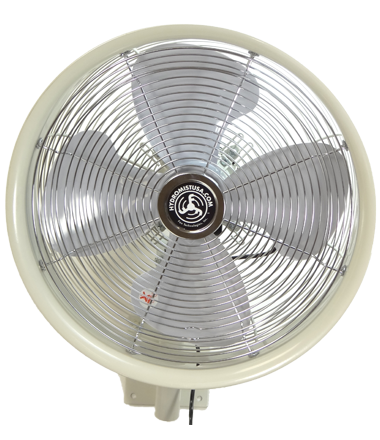 Wall-mounted indoor/outdoor oscillating fan, mist-ready